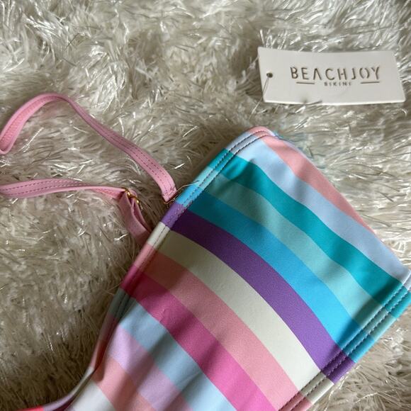 NWT Beach Joy ocean dreams Bikini Set Multicolor striped belted bottom medium - Picture 6 of 9